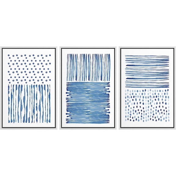 Aaroca Wall Art Print Set Blue Line & Circle Variety Abstract Shapes Illustrations Modern Art Group Colorful for Living Room, Bedroom, Office