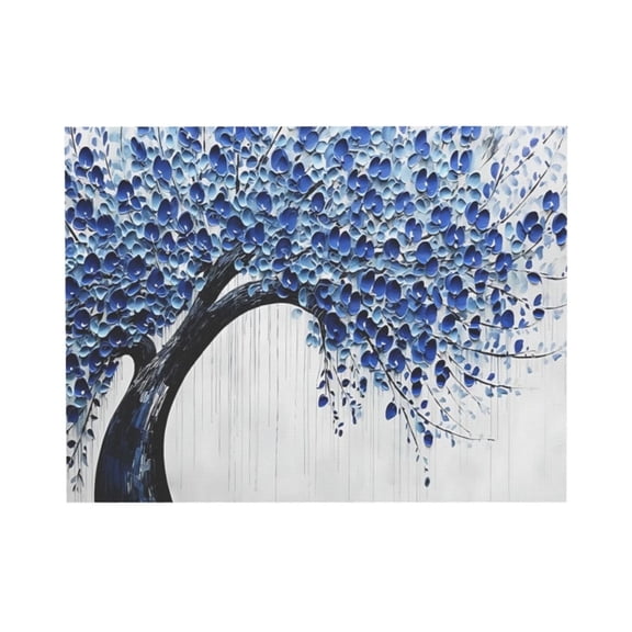 Aarocafa – Blue Tree of Life Wall Art – Textured Floral Canvas Print | Fade-Resistant Minimalist Artwork | Versatile Decor for Living Room, Bedroom, Home Office – 20x24in – Unframed