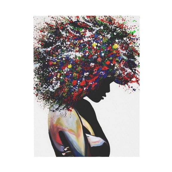 Aarocafa – Colorful Afro Silhouette Unframed Canvas Poster – Bold Abstract Pop Art for Vibrant Spaces | Abstract Wall Art | Pop Art Decor | Customizable & Vibrant – 12x16in