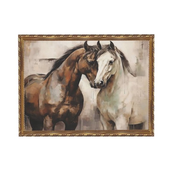 Aarocafa – Gold Frame Horse Canvas Poster Wall Decor – Luxe-Rustic Animal Art; Ornate Framed Canvas for Elegant Farmhouse Spaces – 8x12in – Gold Frame