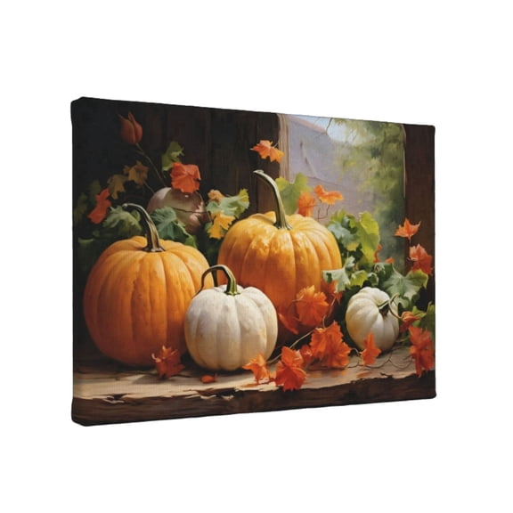 Aarocafa Inner Wood Frame Autumn Pumpkin Wall Art -Gallery-Style Harvest Canvas Print 20x24"|Lightweight Renter-Friendly Artwork|Rustic Decor for Living Room Bedroom Home|Depth-Enhancing Wall Picture