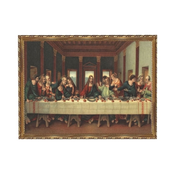Aarocafa – The Last Supper Gold Frame Canvas Poster – Luxe Faith-Inspired Renaissance Art for Elegant Spaces | Framed Canvas Art | Elegant Religious Decor | Gold Frame Luxe – 20x24in – Gold Frame