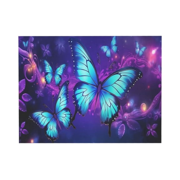 Aarocafa – Neon Blue Butterfly Canvas Art | Enchanted Core Wall Decor | Vibrant Purple Galaxy Print – Unframed Accent for Bedroom/Living Room – 8x10in – Unframed