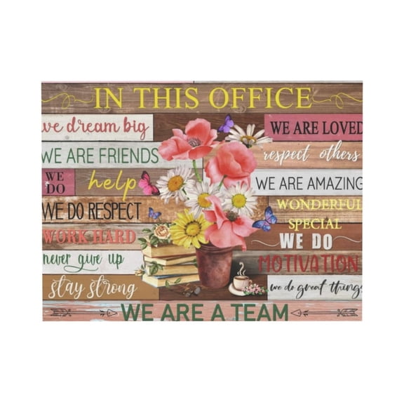 Aarocafa Office Team Motivation Canvas Art – Cozy Workspace Inspirational Sign | Rustic Wood-Print Quote Decor – 8x10in – Unframed Cubicle & Conference Room Morale Booster