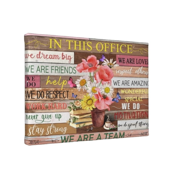 Aarocafa Office Team Motivation Canvas Art (Wood Inner Frame) – Cozy Workspace Inspirational Sign | Rustic Wood-Print Quote Decor – 20x24in – Inner Frame Cubicle & Conference Room Morale Booster