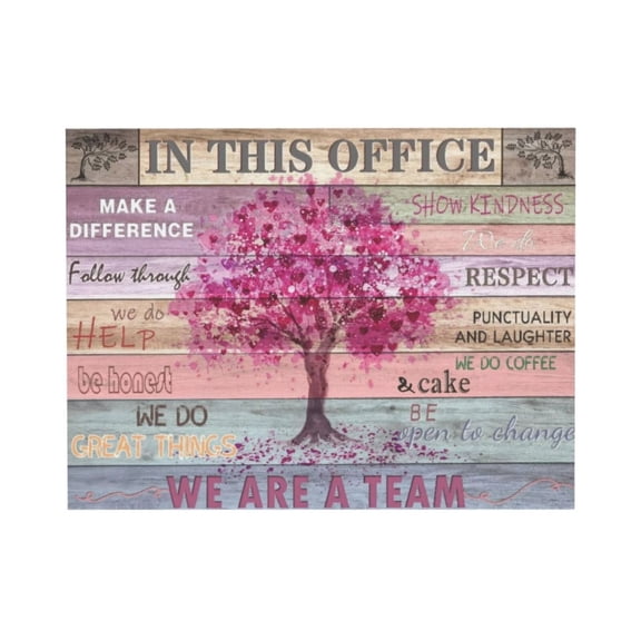 Aarocafa – Pink Office Heart Tree Wall Art | Women-Centric Motivational Canvas | Rustic Inspirational Quote Decor – Unframed Morale-Boosting Focal Point for Female Workspaces – 8x10in – Unframed