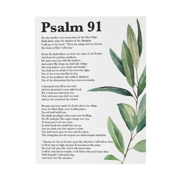 Aarocafa – Psalm 91 Scripture Canvas Poster – Faith-Inspired Christian Wall Art for Spiritual Spaces | Bible Verse Decor | Religious Gift | Customizable Unframed – 16x24in