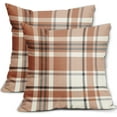 thumbnail image 1 of Aarocafa – Terracotta Plaid Faux Linen Pillow Covers (2-Pack) | Cottage Core Fall Decor | Warm Neutral Check Pattern Cushion Cases |Sofa/Bed Accents for Cozy Curated Spaces – Size: 18x18in-Faux Linen, 1 of 7