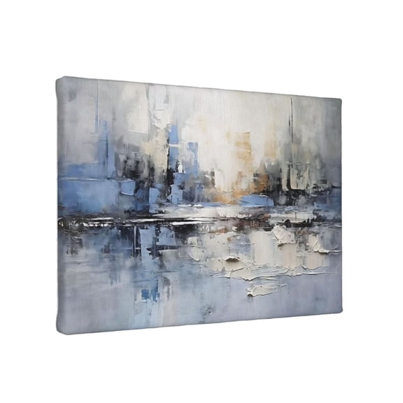 Aarocafa – Textured Cityscape Canvas Art (Inner Frame) | Viral Modern Urban Wall Decor | Oil-Paint Relief Skyline Print | Sleek Living Room/Office Accent for Curated Spaces – 20x24in – Inner Frame