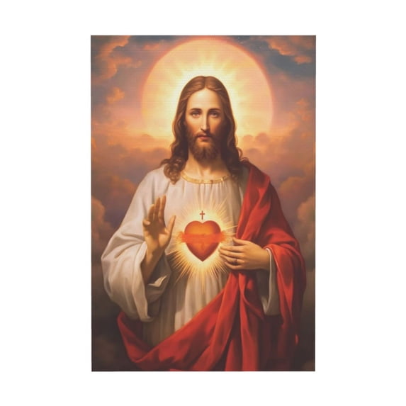 Aarocafa Unframed Sacred Heart of Jesus Canvas Art – Divine Mercy Christian Wall Decor 20x24" |Christ Jesus Portrait Poster |Fade-Resistant Religious Artwork |Spiritual Home Living Room Bedroom Decor