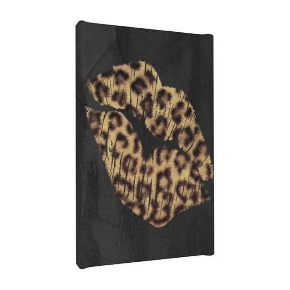 Aarocafa – Wrapped Edge Leopard Print Lip Canvas – Sleek Frameless-Border Decor with Subtle Depth – Gallery-Wrapped Canvas; Ready-to-Hang – 12x12in