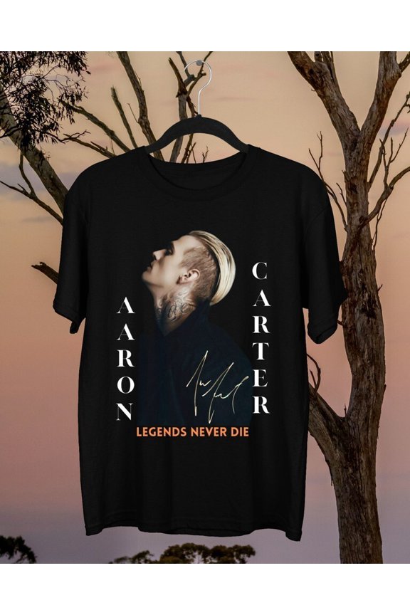 Aaron Carter Signed Heavy Cotton All Size Unisex Black Tee Shirt AA167