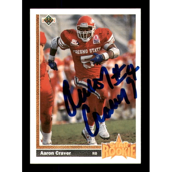 Aaron Craver Autographed 1991 Upper Deck Rookie Card #19 Miami Dolphins SKU #242166