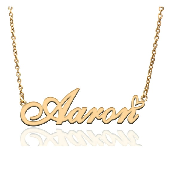 Aaron Custom Name Necklace Customized Personalized Plated Name Necklace for Mother Daughter Friendship Women Valentine's Day Christmas Birthday New Year Gold