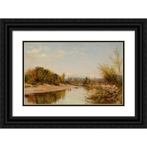 Aaron Draper Shattuck 18x13 Black Ornate Wood Framed Double Matted Museum Art Print Titled - Androscoggin River, New Hampshire (1856)
