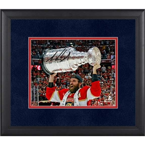 Aaron Ekblad Florida Panthers Framed Autographed 2024 Stanley Cup Champions 8" x 10" Raising Cup Photograph - Fanatics Authentic Certified