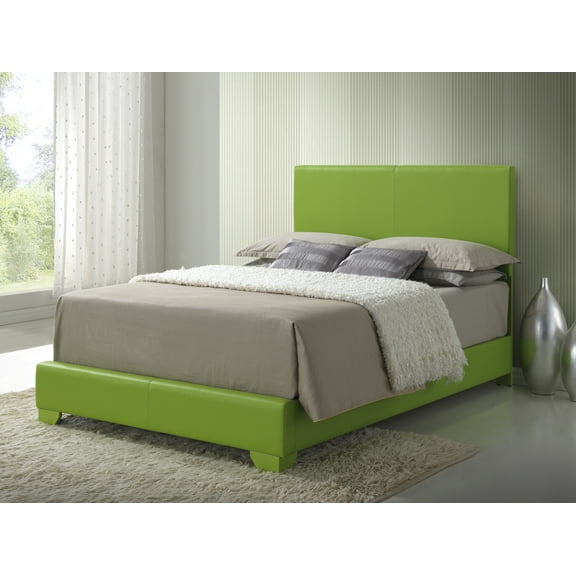 Aaron G1807-FB-UP Full Bed | Vibrant Apple Green Faux Leather | 57"W x 81"D | Modern Bedroom Furniture | Easy Care & Durable | Requires Foundation/Slat Kit
