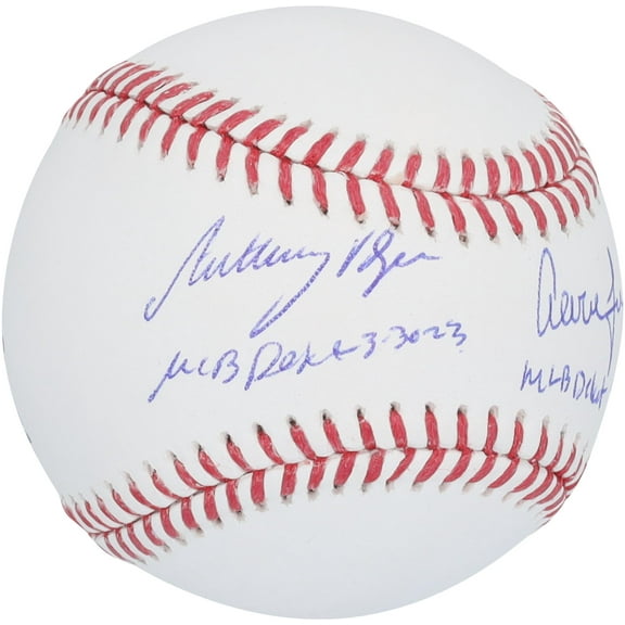 Aaron Judge & Anthony Volpe New York Yankees Autographed Baseball with 2x MLB Debut Inscriptions - Limited Edition of 24 - Fanatics Authentic Certified