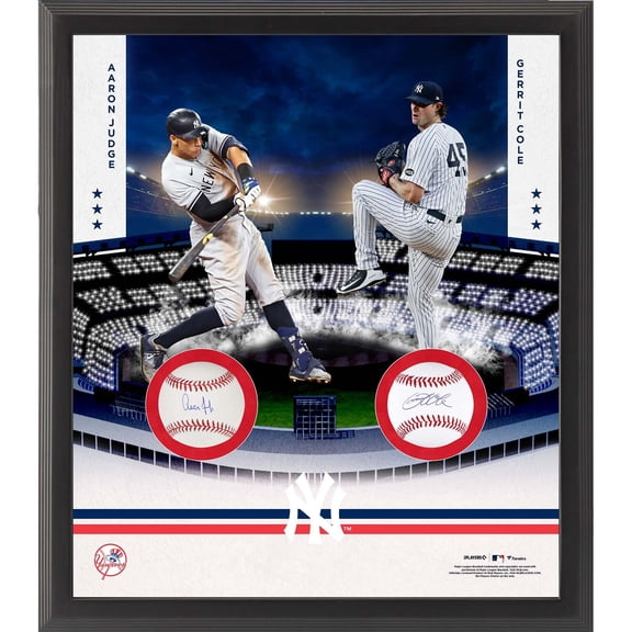 Aaron Judge & Gerrit Cole New York Yankees Multi-Signed Framed Two Baseball Shadowbox Collage