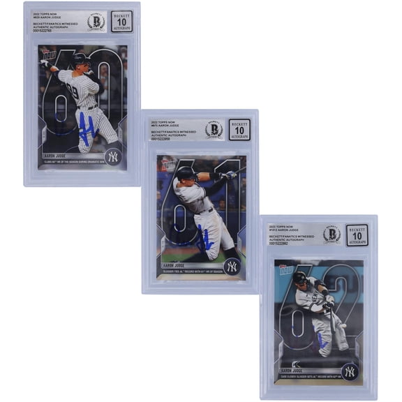 Aaron Judge New York Yankees Autographed 2022 Topps Now HR 60,61,62 Set #929,975,1012 Beckett Fanatics Witnessed Authenticated 10 Card - Fanatics Authentic Certified