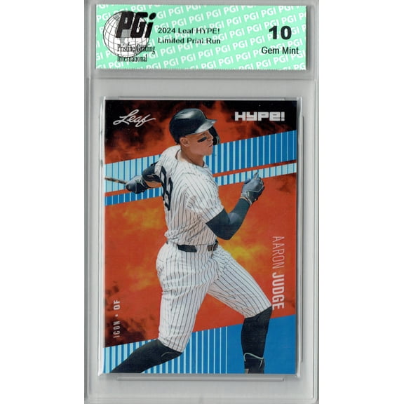 Aaron Judge Rare Trading Card New York Pro Baseball Trading Card 2024 Leaf HYPE! Metal #HM-19 Blue Only 20 Made PGI 10