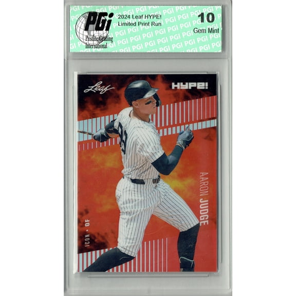 Aaron Judge Rare Trading Card New York Pro Baseball Trading Card 2024 Leaf HYPE! Metal #HM-19 Red #2/2 Made PGI 10