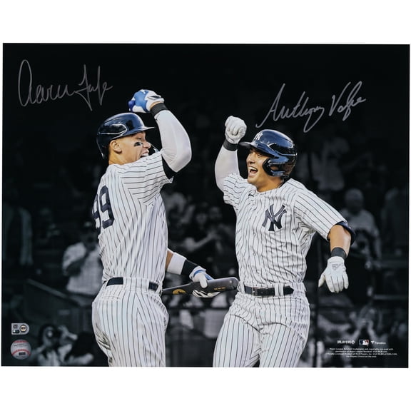 Aaron Judge and Anthony Volpe New York Yankees Autographed 16" x 20" Celebrating Volpe Home Run Spotlight Photograph - Fanatics Authentic Certified