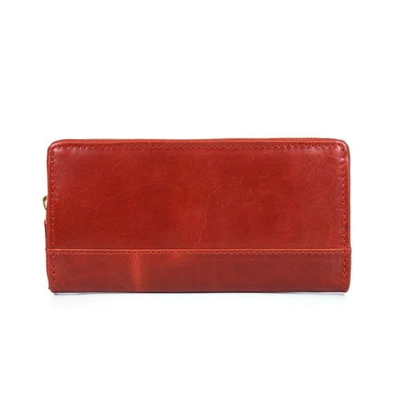 Aaron Leather Goods Women's RFID Blocking Leather Clutch Currant