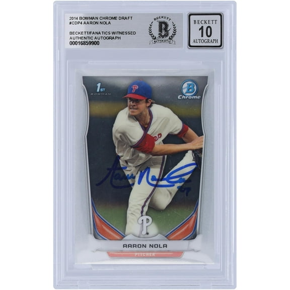 Aaron Nola Philadelphia Phillies Autographed 2014 Bowman Chrome Draft 1st Bowman #CDP4 Beckett Fanatics Witnessed Authenticated 10 Card - Fanatics Authentic Certified