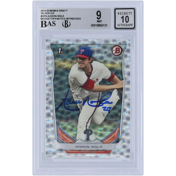 Aaron Nola Philadelphia Phillies Autographed 2014 Bowman Draft 1st Bowman Silver Ice #DP4 Beckett Fanatics Witnessed Authenticated 9/10 Card - Fanatics Authentic Certified