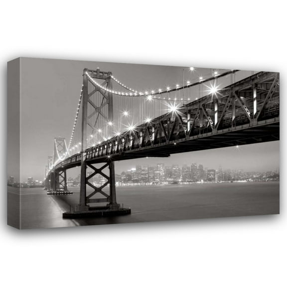 Aaron Reed 24x17 Gallery Wrapped Canvas Wall Art Titled - Bay Bridge at Night