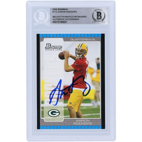 Aaron Rodgers Green Bay Packers Autographed 2005 Bowman #112 Beckett Fanatics Witnessed Authenticated Rookie Card - Fanatics Authentic Certified