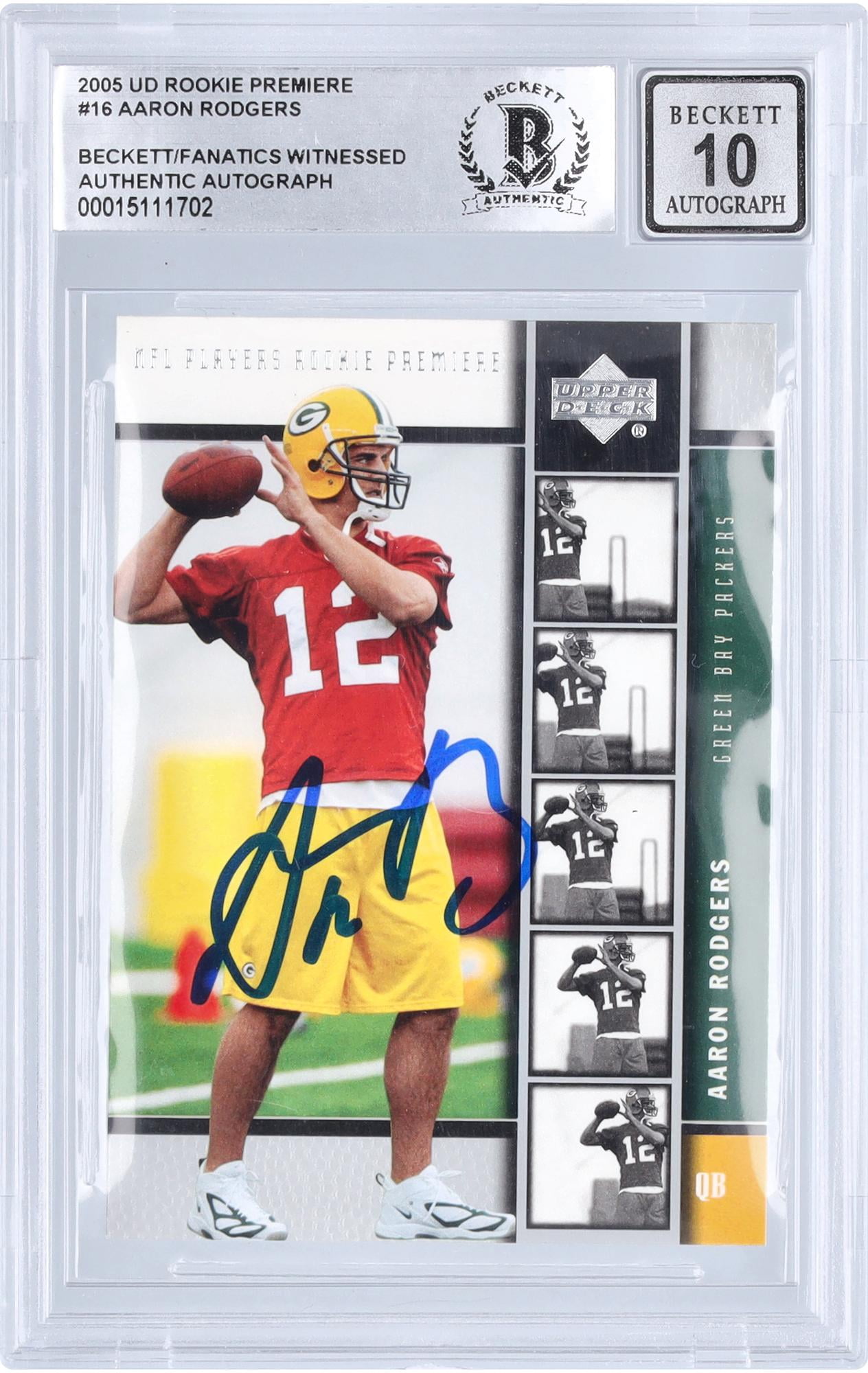 Aaron Rodgers Green Bay Packers Autographed 2005 Upper Deck Rookie Premiere #16 Beckett Fanatics Witnessed Authenticated 10 Rookie Card - Fanatics Authentic Certified