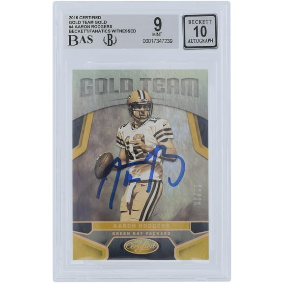 Aaron Rodgers Green Bay Packers Autographed 2016 Panini Certified Gold Team #4 #/25 Beckett Fanatics Witnessed Authenticated 9/10 Card - Fanatics Authentic Certified