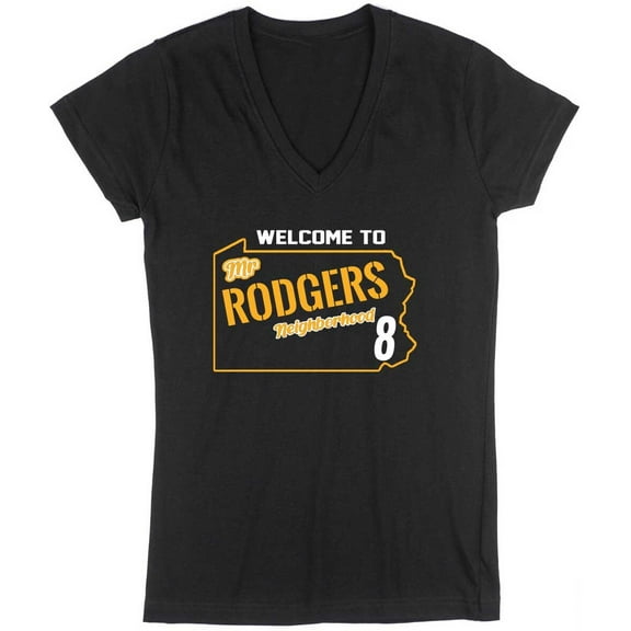 Aaron Rodgers Neighborhood Pittsburgh LADIES V-NECK Shirt T-Shirt