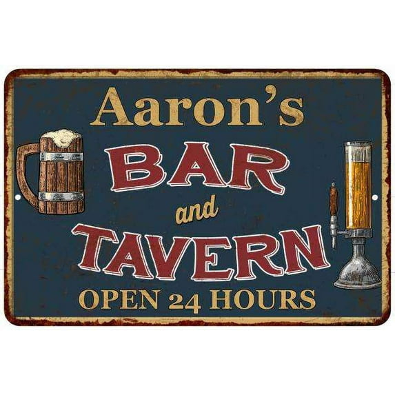 Aaron's Green Bar & Tavern Rustic Sign 8 x 12 High Gloss Metal 208120047166