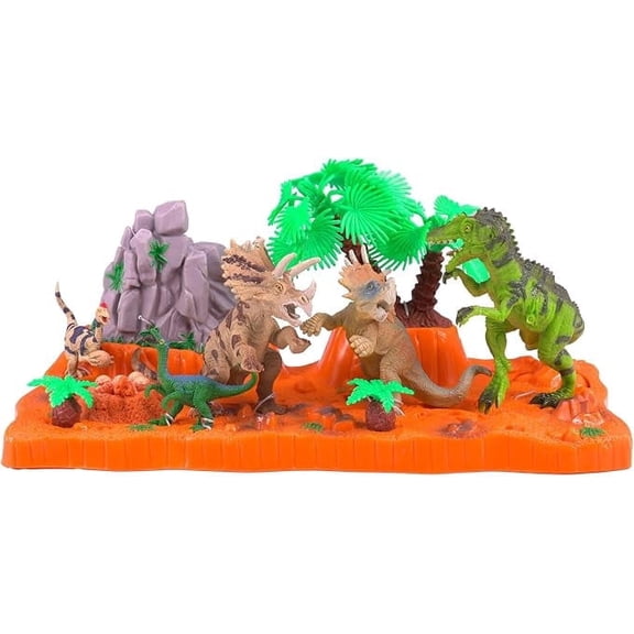 Aasimar Dinosaur Diorama Habitat Scene Toys Set for Kids 3-5, Realistic Prehistoric Jungle Scene with Dinosaur Figures & Habitat Accessories