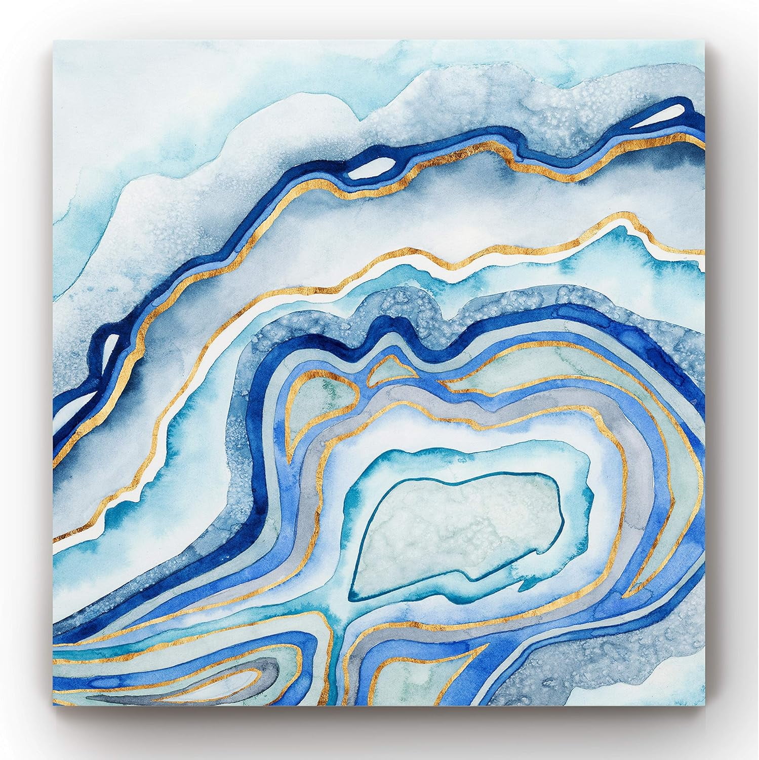 AatoeaX Abstract Wall Art for Home Blue Geode Rock Stone Canvas Hanging ...