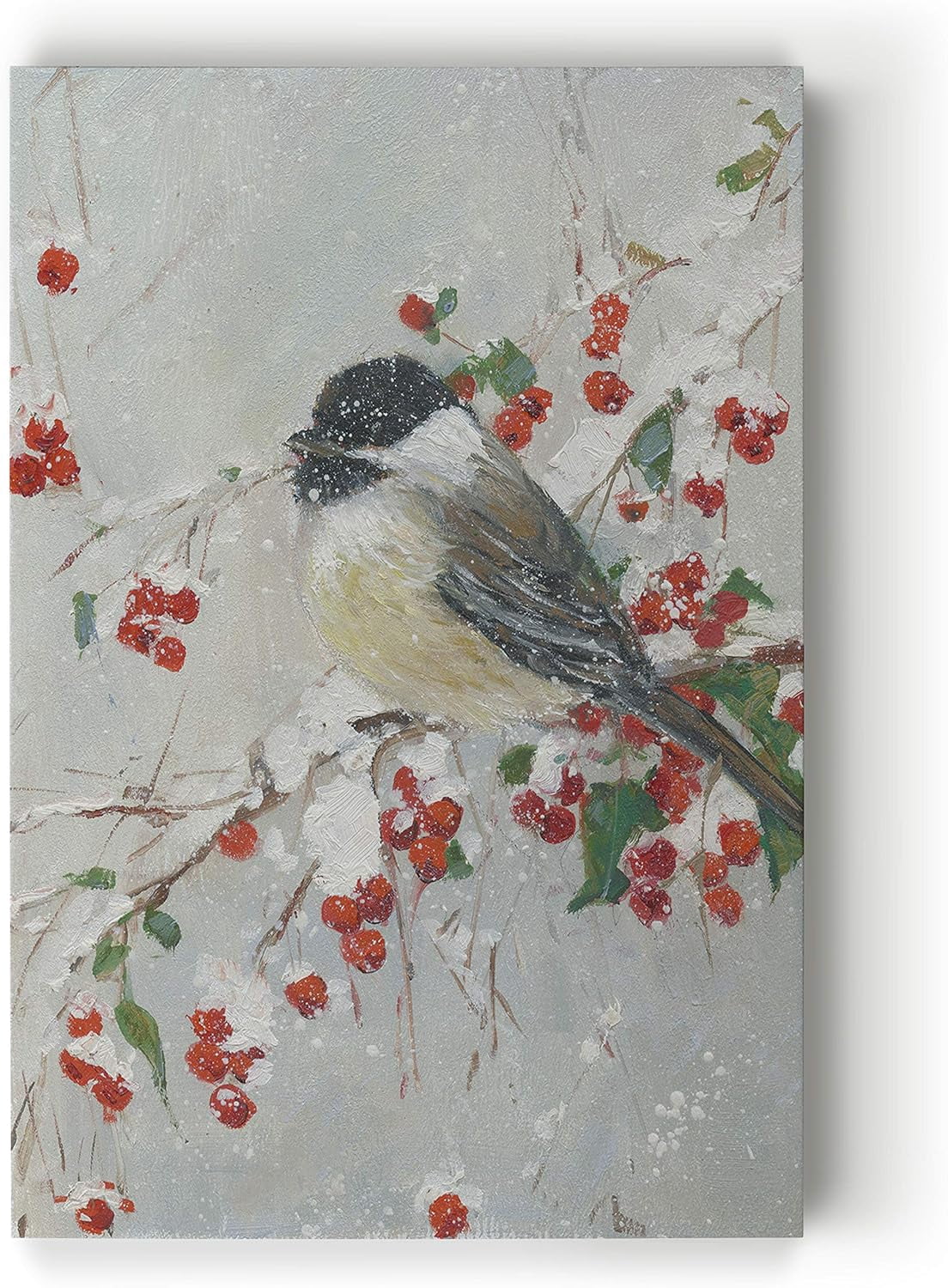 AatoeaX Animals Wall Art Paintings & Prints Holly Berries and Chickadee