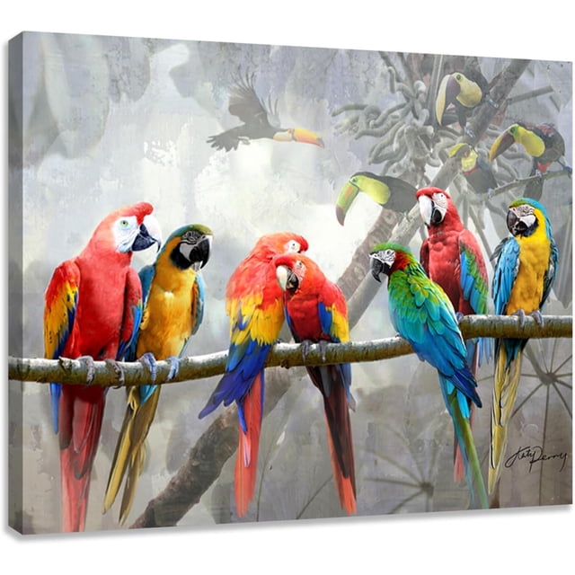 AatoeaX Bathroom Parrot Picture Wall Art, Tropical Parrots Bird