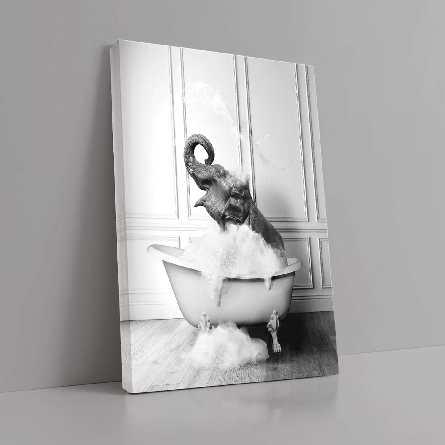 AatoeaX Bathroom Wall Art Prints Funny Elephant Canvas Wall Art Black ...