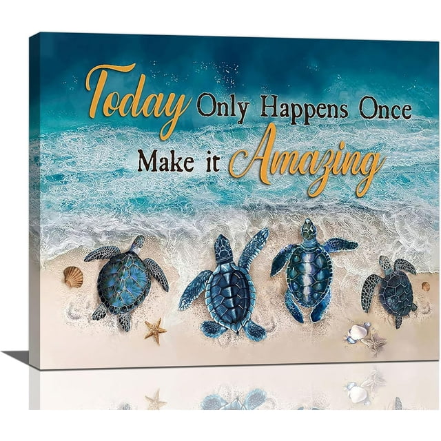 AatoeaX Beach Bathroom Decor Sea Turtle Wall Art Seashells Ocean