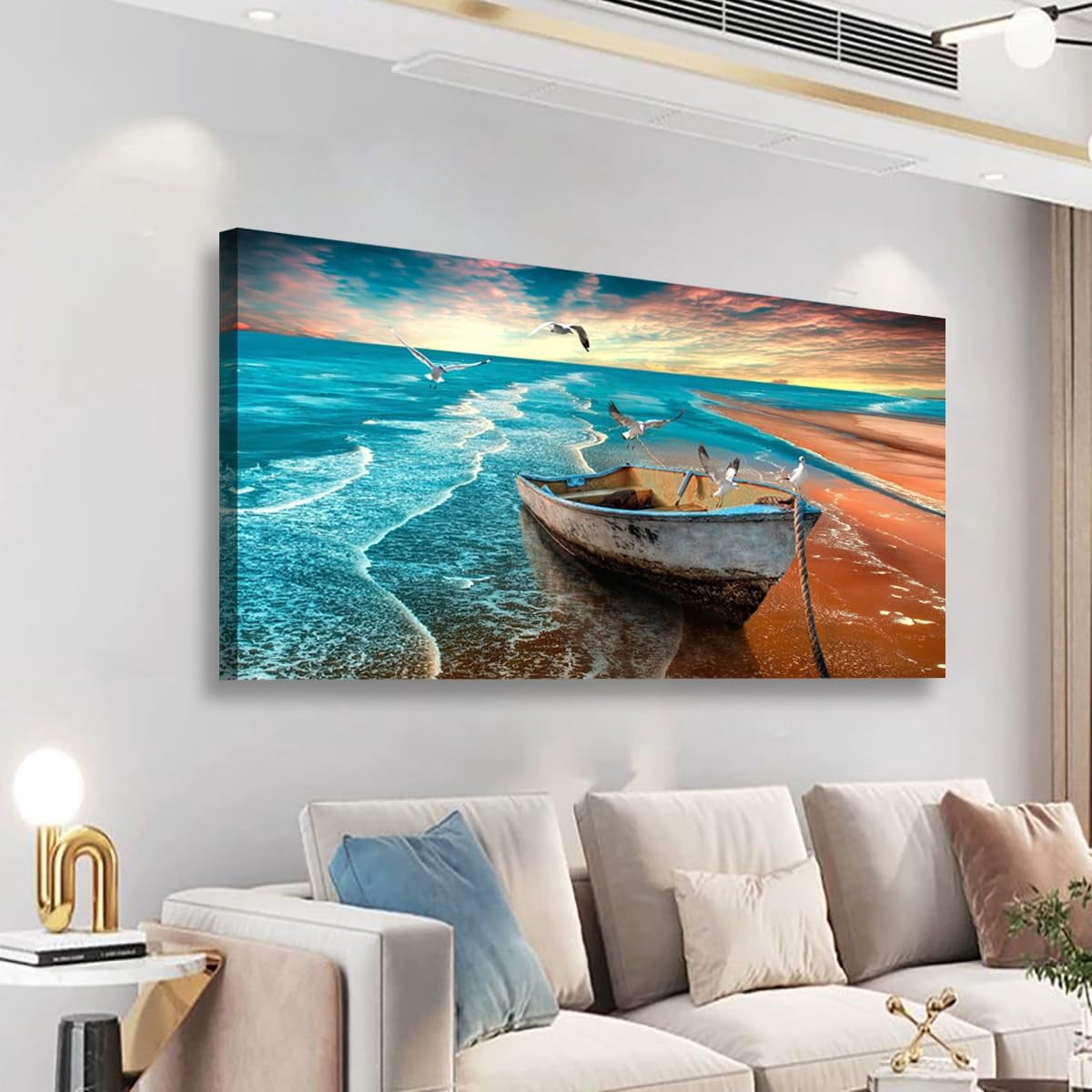 AatoeaX Beach Wall Art for Living Room Bedroom Office Ship Canvas Wall ...