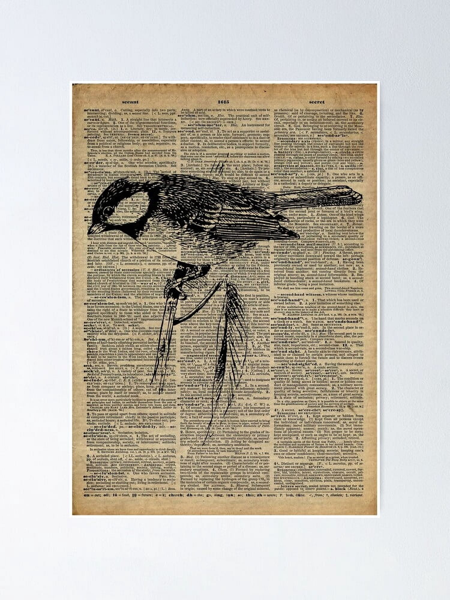 AatoeaX Bird vintage dictionary page art Poster Modern Wall Art Canvas ...