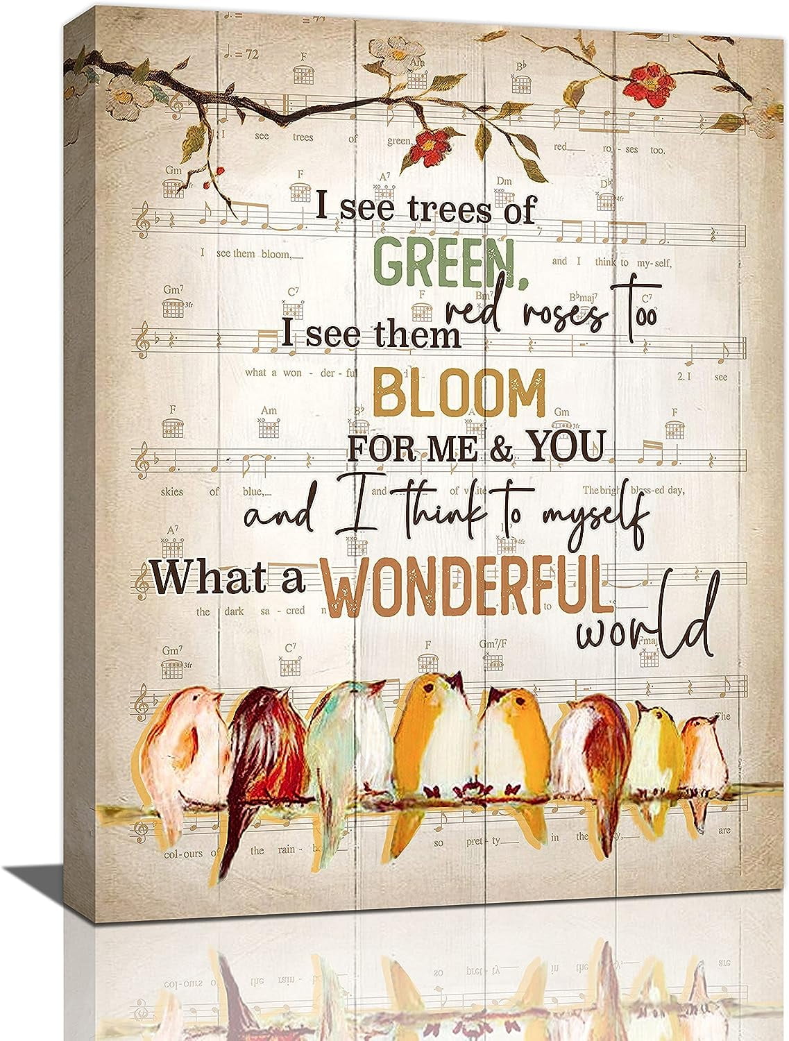 AatoeaX Birds Wall Art Vintage Music Birds Pictures Wall Decor Rustic