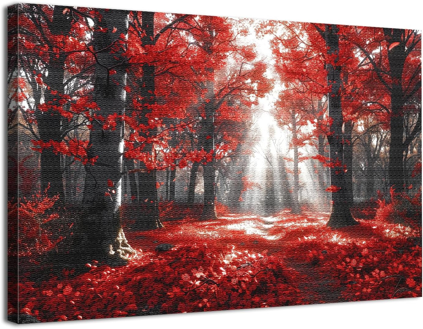 AatoeaX Black Red Forest Canvas Wall Art Nature Scenic Picture Bathroom