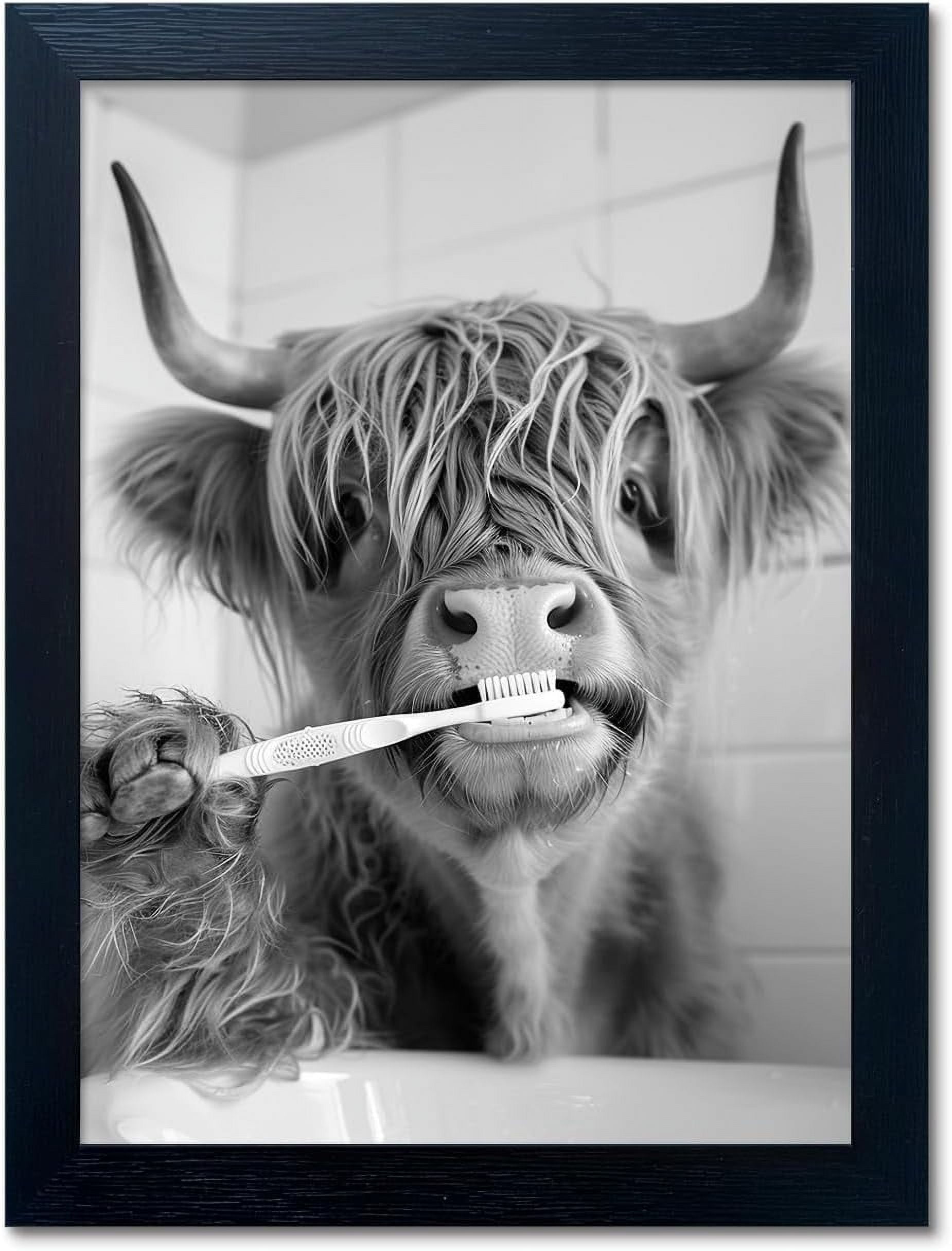 Elevate Your Bathroom Decor with Black-and-White Highland Cow Themes