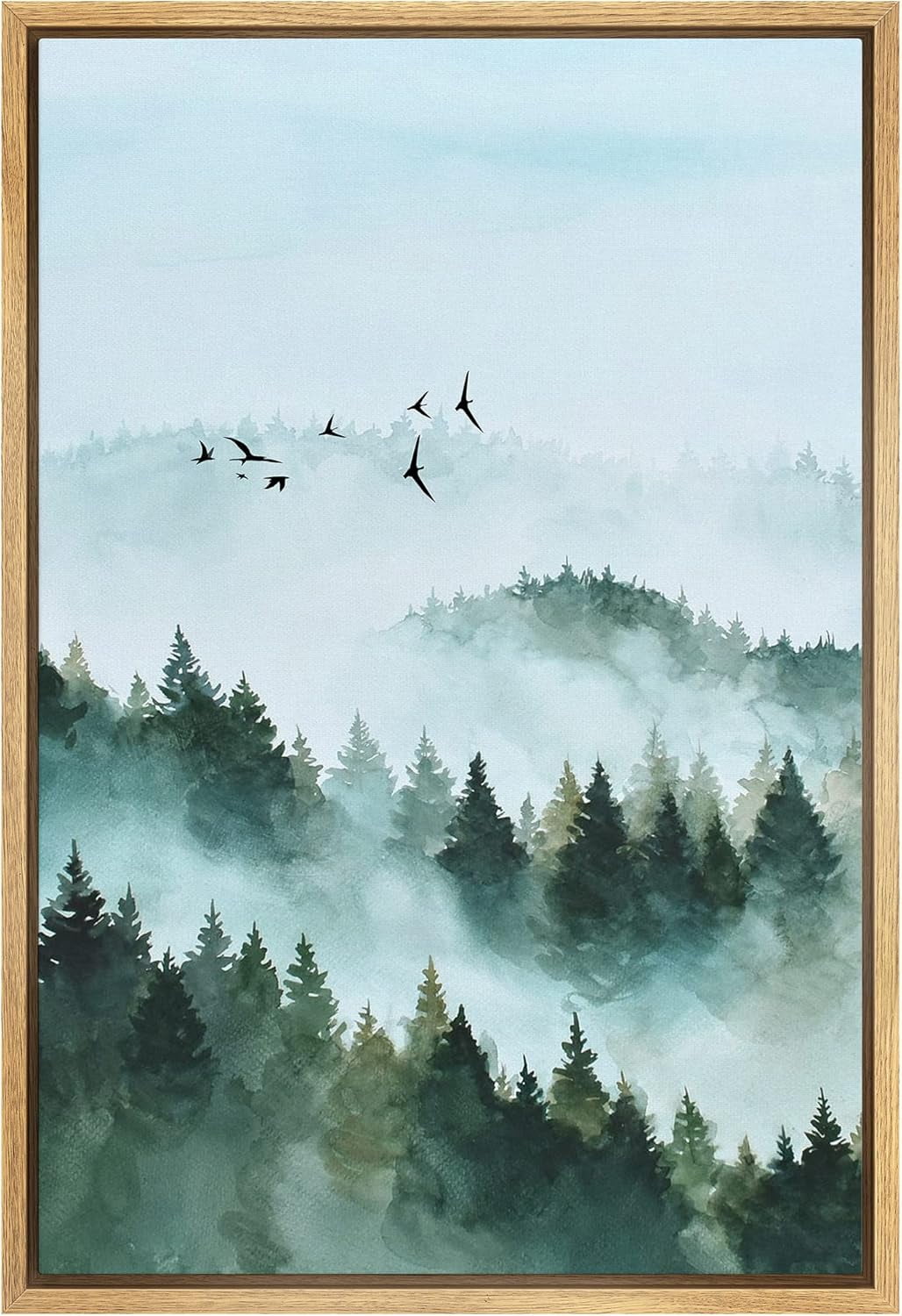AatoeaX Canvas Print Wall Art Woodland Nursery Decor Mist & Fog Bird ...