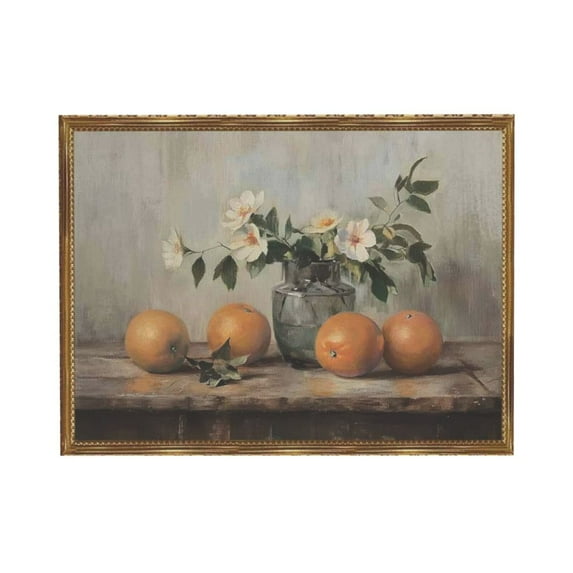 AatoeaX Canvas Wall Art, Farmhouse Vintage Wall Decor, Oranges Still Life Painting for Country Kitchen Bedroom Shelf, Rustic Cottagecore Pictures Decorations