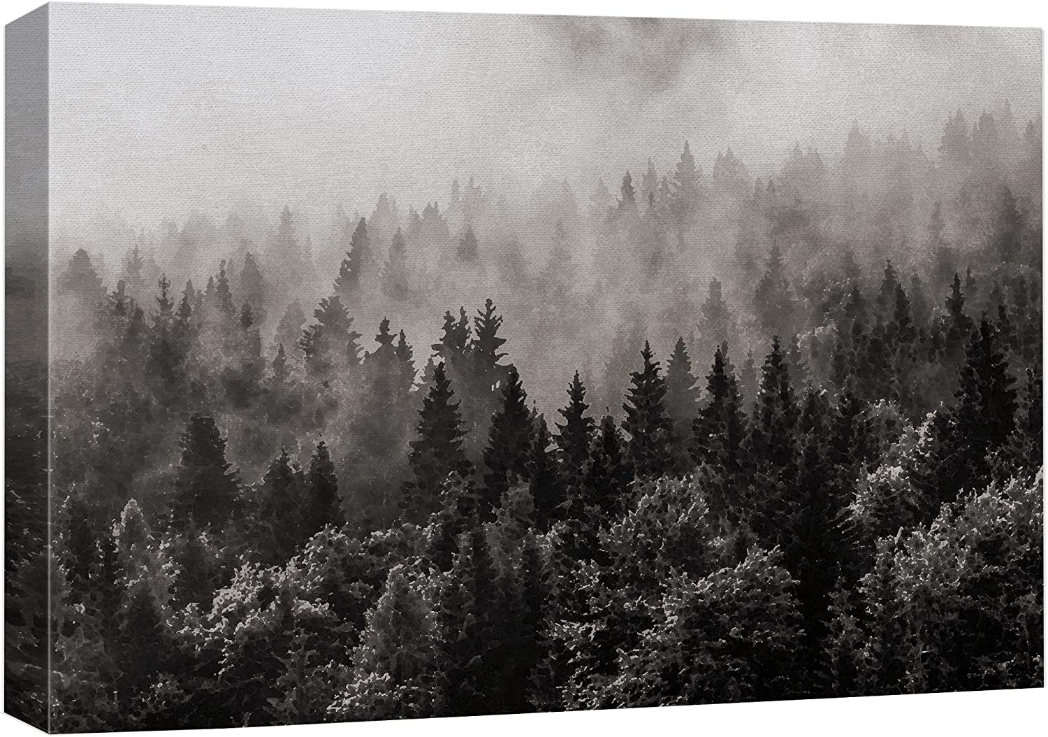 Black White Misty Forest Wall Art Set of 3